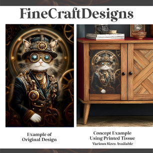 Papel De Seda Gato De Steampunk En La Desaparición Formal Unifor