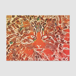 Papel De Seda Gato de Tabby Abstracto Nativo Tribal Arte Naranja