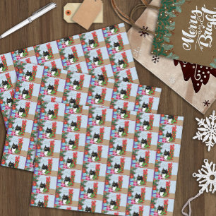 Papel De Seda Gato de Tuxedo en Árbol de Navidad