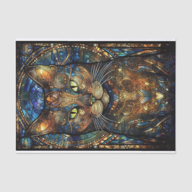 Papel De Seda Gato de vidrio manchado 2 (Anverso)