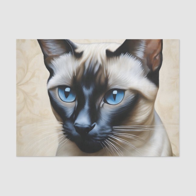 Papel De Seda Gato elegante siamés (Anverso)