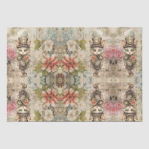 Papel De Seda Gato en collage steampunk decoupage vintage