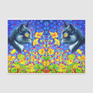 Papel De Seda Gato en flores