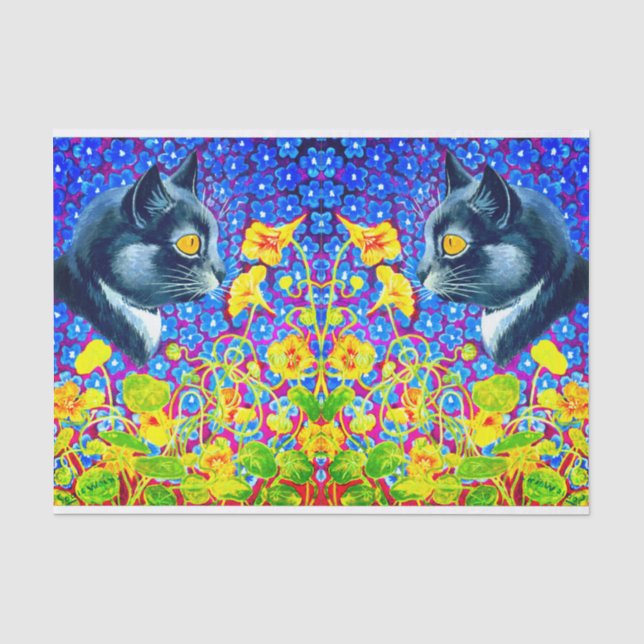 Papel De Seda Gato en flores (Anverso)