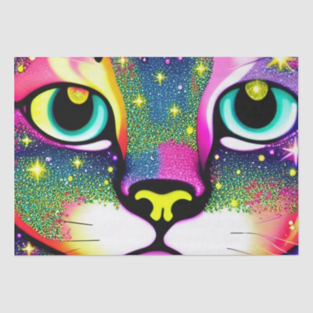 Papel De Seda Gato Face Close Pop Art (Anverso)