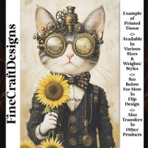 Gato Fantasía Steampunk, Girasoles AL1H Decoupage