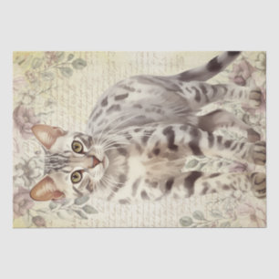 Papel De Seda Gato floral bengalí