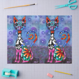Papel De Seda Gato Funky Decoupage Caprichoso de Ojos Grandes