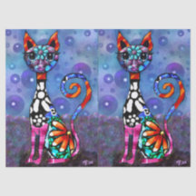 Gato Funky Decoupage Caprichoso de Ojos Grandes