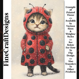 Papel De Seda Gato Gatito Lindo Disfrazado de Mariquita AK3F Dec
