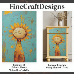 Papel De Seda Gato girasol lindo disfrutando del sol Pintura C5L