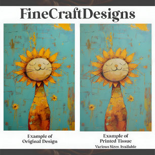 Papel De Seda Gato girasol lindo disfrutando del sol Pintura C5R