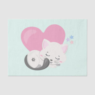Papel De Seda Gato gitano dulce durmiendo con un gran corazón en