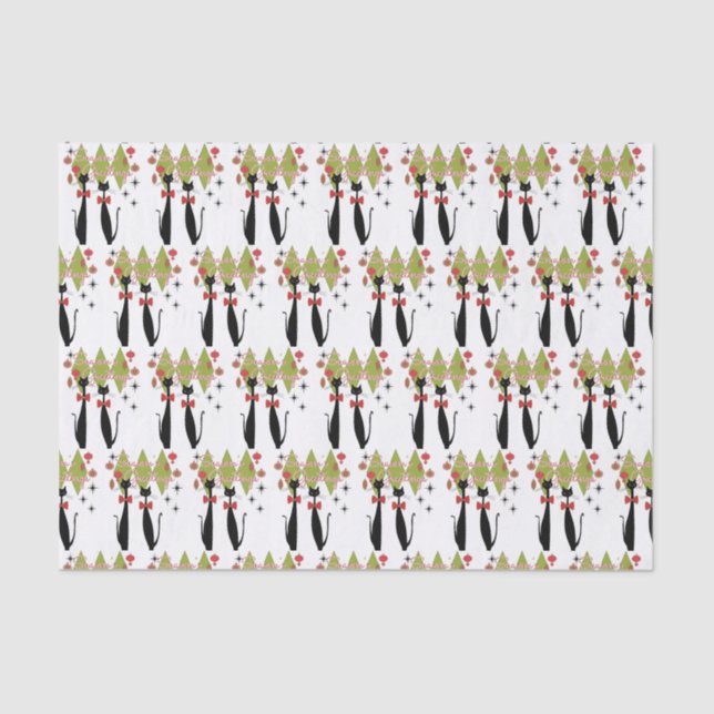 Papel De Seda Gato Guay de Navidades de la era atómica en MCM (Anverso)