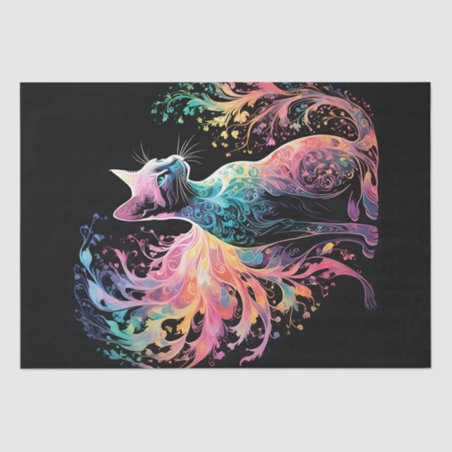 Papel De Seda Gato holográfico espectral: un prisma de elegancia (Anverso)