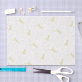 Papel De Seda Gato juguetón y patrón de bola de hilo beige claro