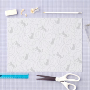 Papel De Seda Gato juguetón y patrón de bola de hilo Gris Claro