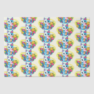 Papel De Seda Gato Kitty con helado Summer Kawaii Personaje