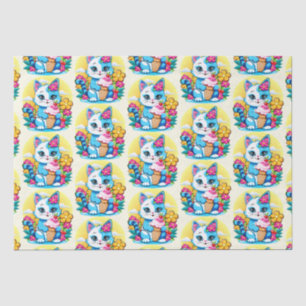 Papel De Seda Gato Kitty con helado Summer Kawaii Personaje