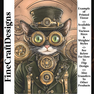 Papel De Seda Gato Kitty de Latón Industrial Steampunk AB7 Decou