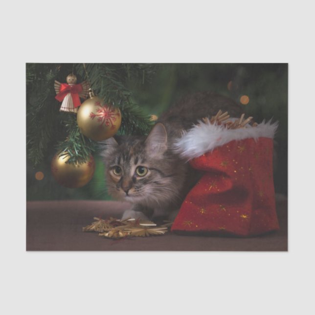 Papel De Seda Gato Kitty Navidades (Anverso)