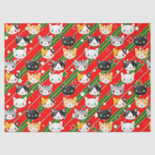 Papel De Seda Gato Kitty Navidades Red & Green Cute