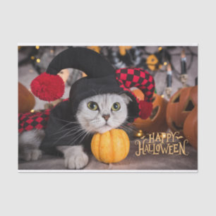 Papel De Seda Gato lindo con disfraz divertida de Halloween
