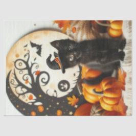 Papel De Seda Gato lindo de Halloween luna calabaza