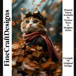 Papel De Seda Gato Lindo Pensativo En Hojas De Otoño S6 Decoupag