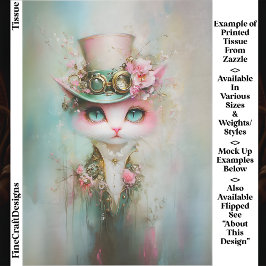 Papel De Seda Gato Lindo y Caprichoso con Sombrero Steampunk EE8