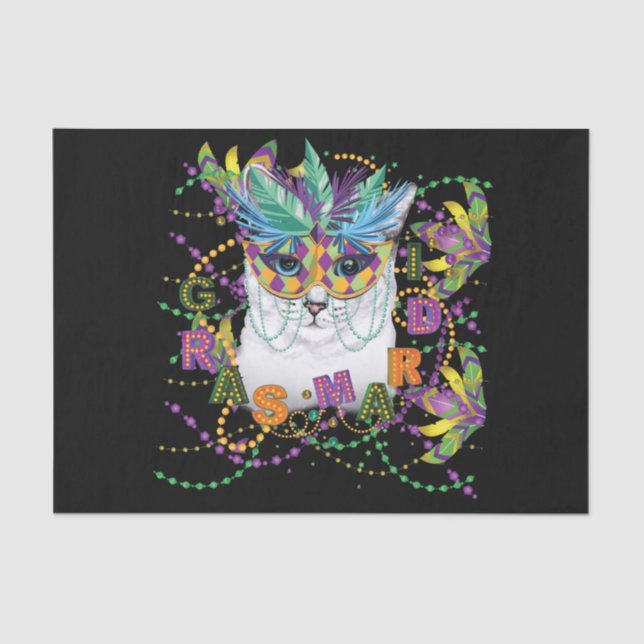 Papel De Seda Gato Mardi Gras, divertida Mardi Gras (Anverso)
