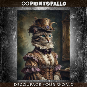 Papel De Seda Gato Milady Noble con elegante vestido victoriano