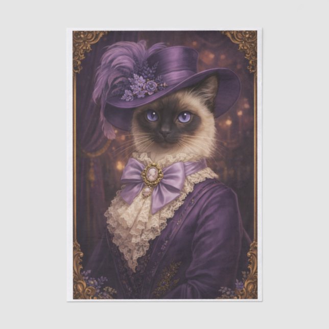 Papel De Seda Gato Morado Elegante (Anverso)