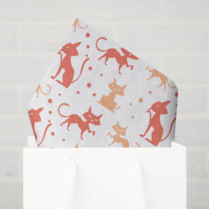 Papel De Seda Gato Naranja Adorable y Patrón de Estrellas