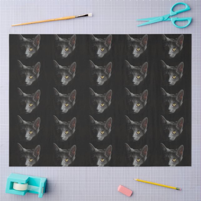 Papel De Seda Gato negro (Artesanía)
