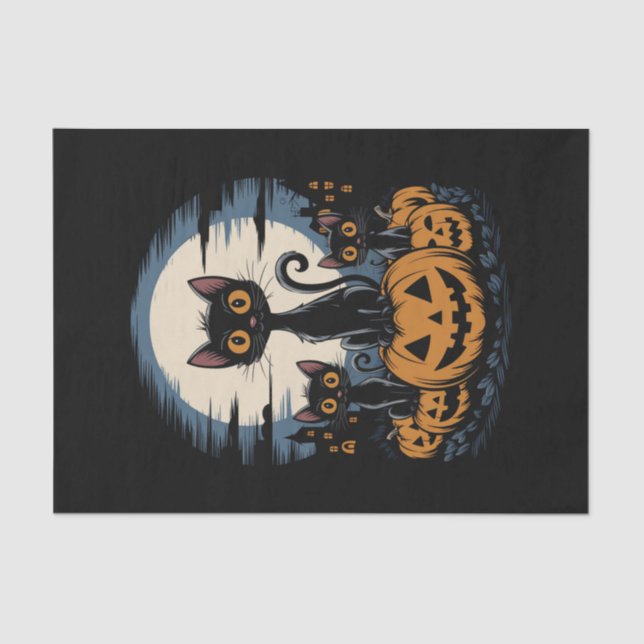 Papel De Seda Gato negro ama a Van Gogh de Noche Starry de Hallo (Anverso)