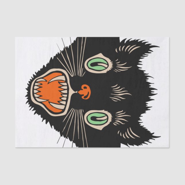 Papel De Seda Gato negro asustado de Halloween (Anverso)
