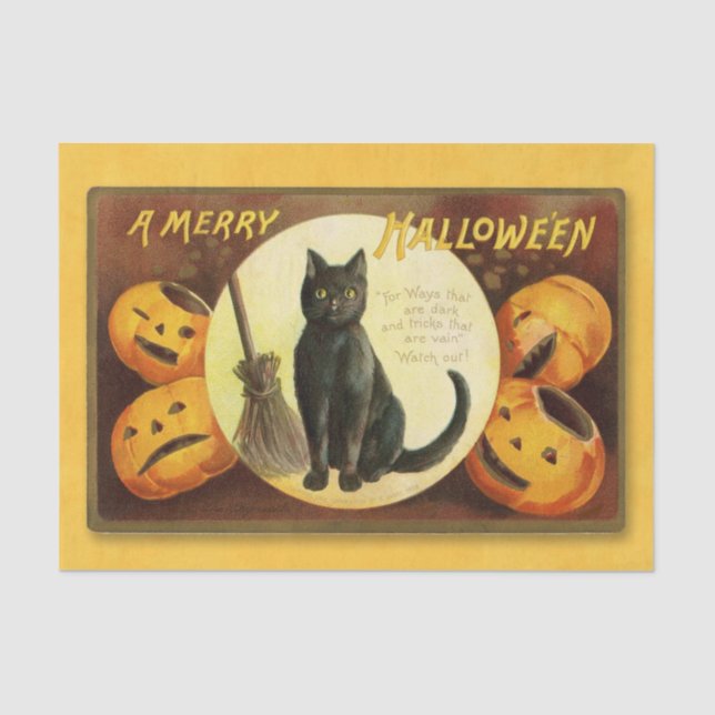 Papel De Seda Gato negro brillante Halloween (Anverso)