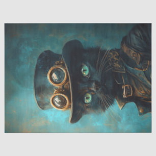 Papel De Seda Gato negro con decoupage de disfraz steampunk