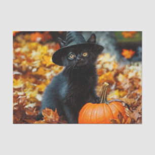 Papel De Seda Gato negro de Halloween y calabaza