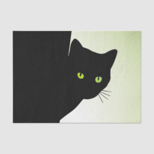 Papel De Seda Gato negro de ojos verdes