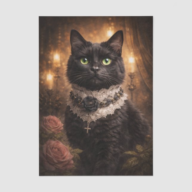 Papel De Seda Gato negro elegante  (Anverso)