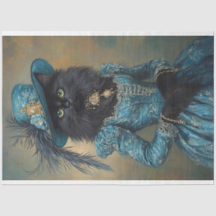 Papel De Seda Gato negro en una cubierta azul