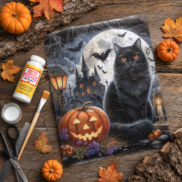 Papel De Seda Gato Negro Espeluznante de Halloween Decoupage