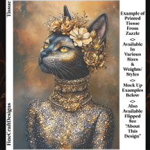 Gato Negro Regio en Retrato Dorado Decoupage EB3L