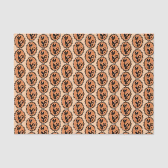 Papel De Seda Gato negro retro corto (Anverso)