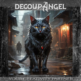 Papel De Seda Gato negro roto, maestro de las calles -Decoupage-