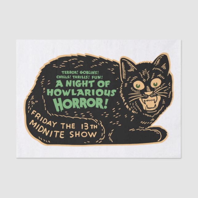 Papel De Seda Gato negro vintage de Halloween (Anverso)