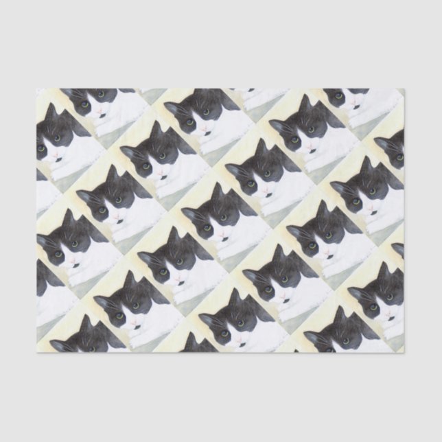 Papel De Seda Gato negro y blanco (Anverso)