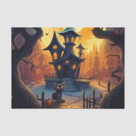 Papel De Seda Gato negro y desfalco de Halloween en la casa con 